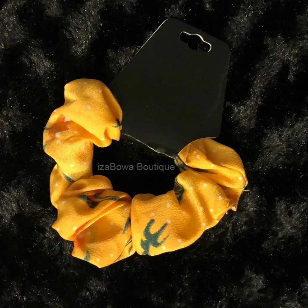 Orange Flower Chiffon Scrunchie  -women's- SC2973  Handcrafted NWT Boutique